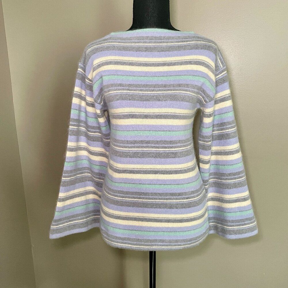 ROSANNA Vintage Lambswool Angora Pastel Stripe Sweater Size M.